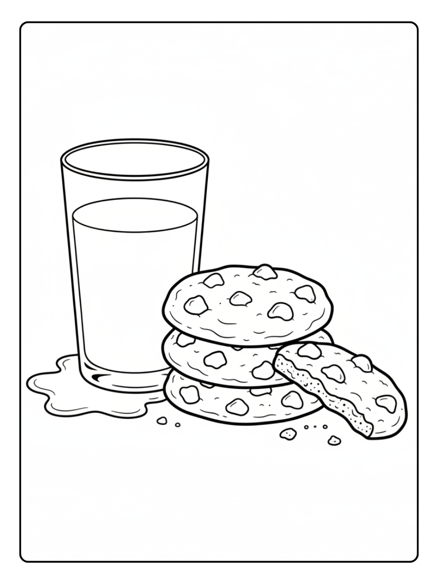 Food Coloring Pages – Milk and Cookies