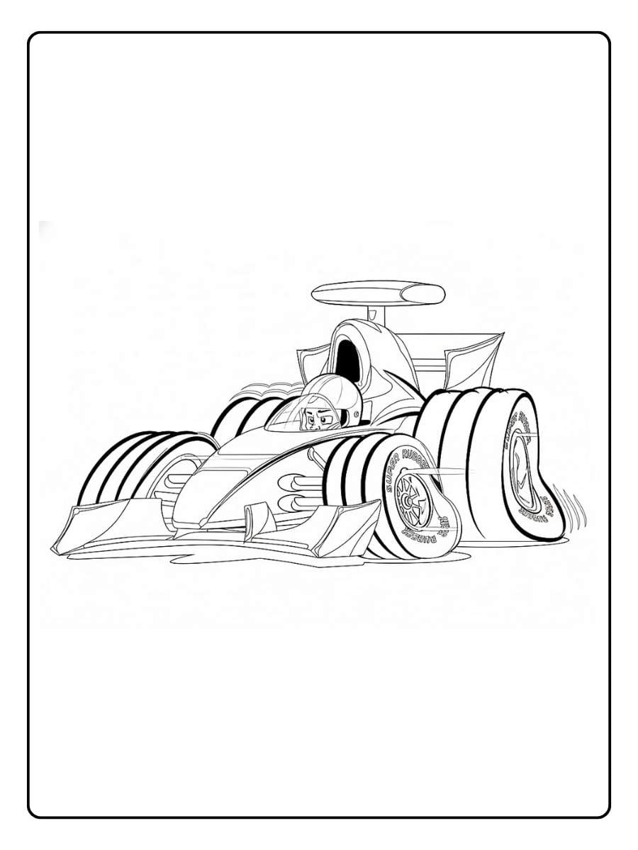 Formula Style Race Car Coloring Page