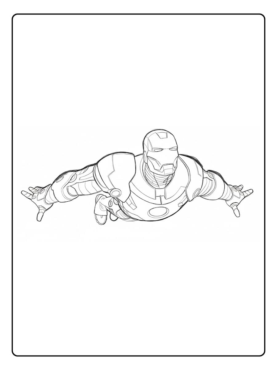 Free Iron Man Coloring Pages Thick Line Drawing