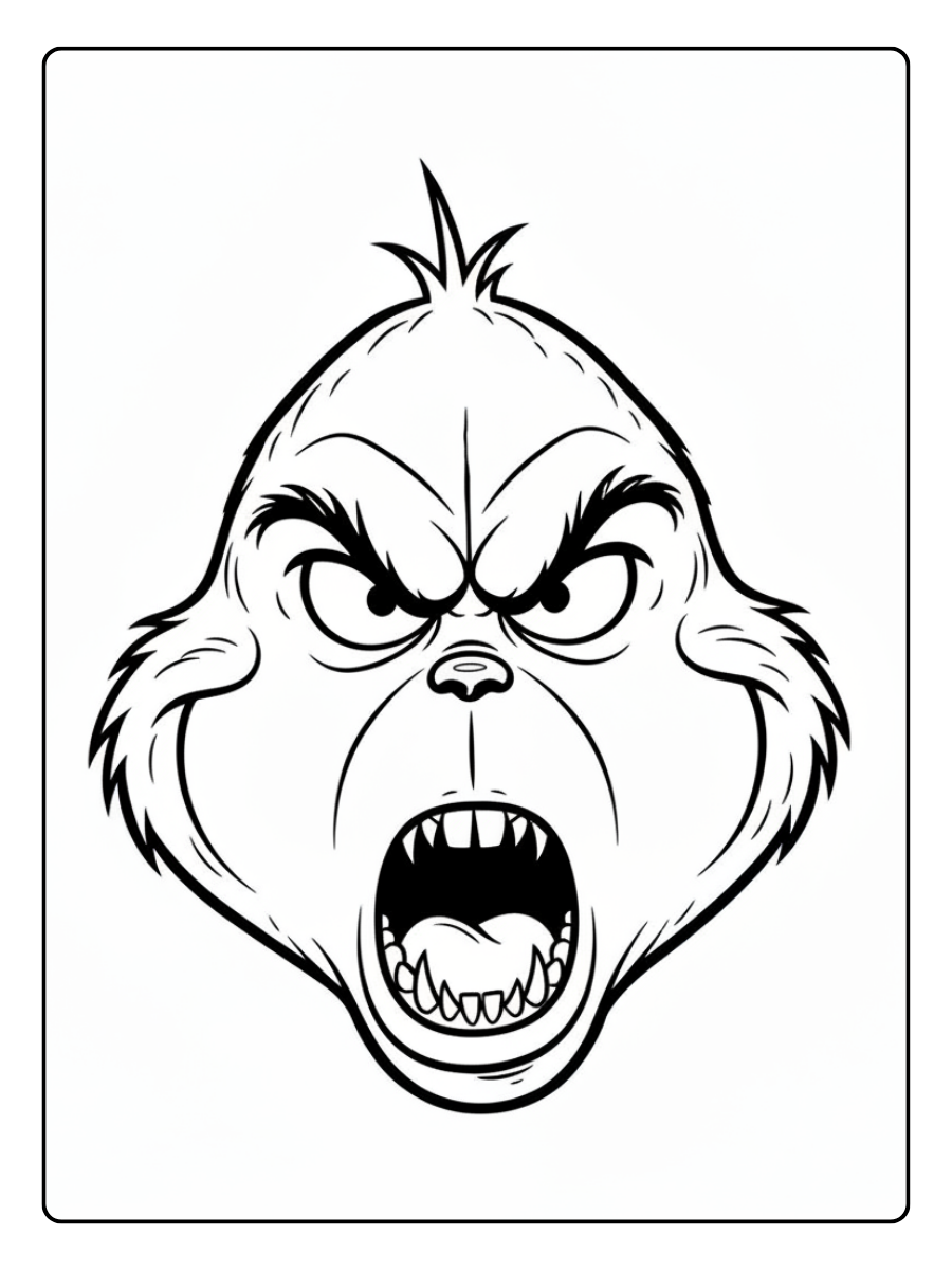 Grinch Coloring Pages – Grinch Angry Expression