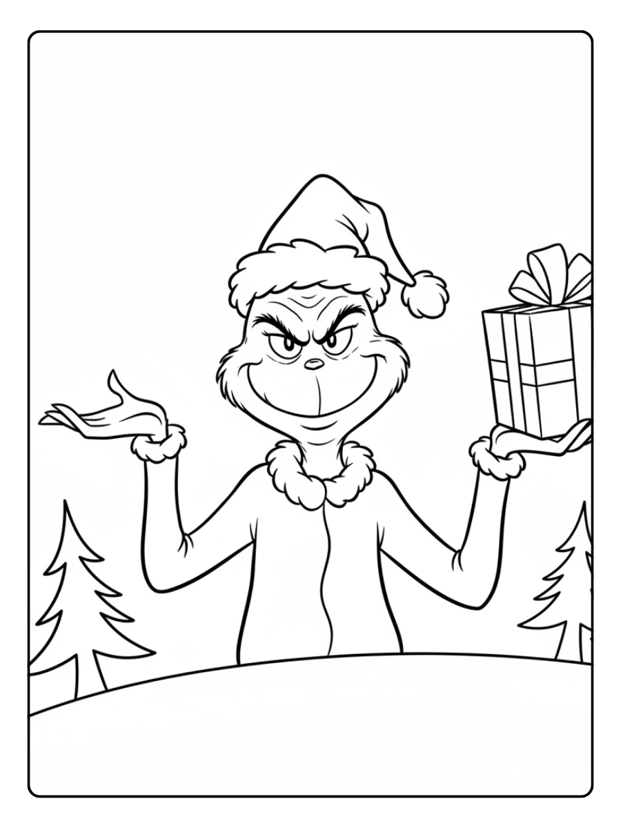 Grinch Coloring Pages – Grinch Mischievous Smile