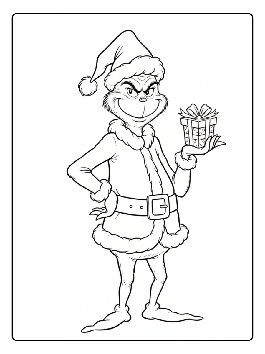 Grinch Coloring Pages – Grinch Santa Costume
