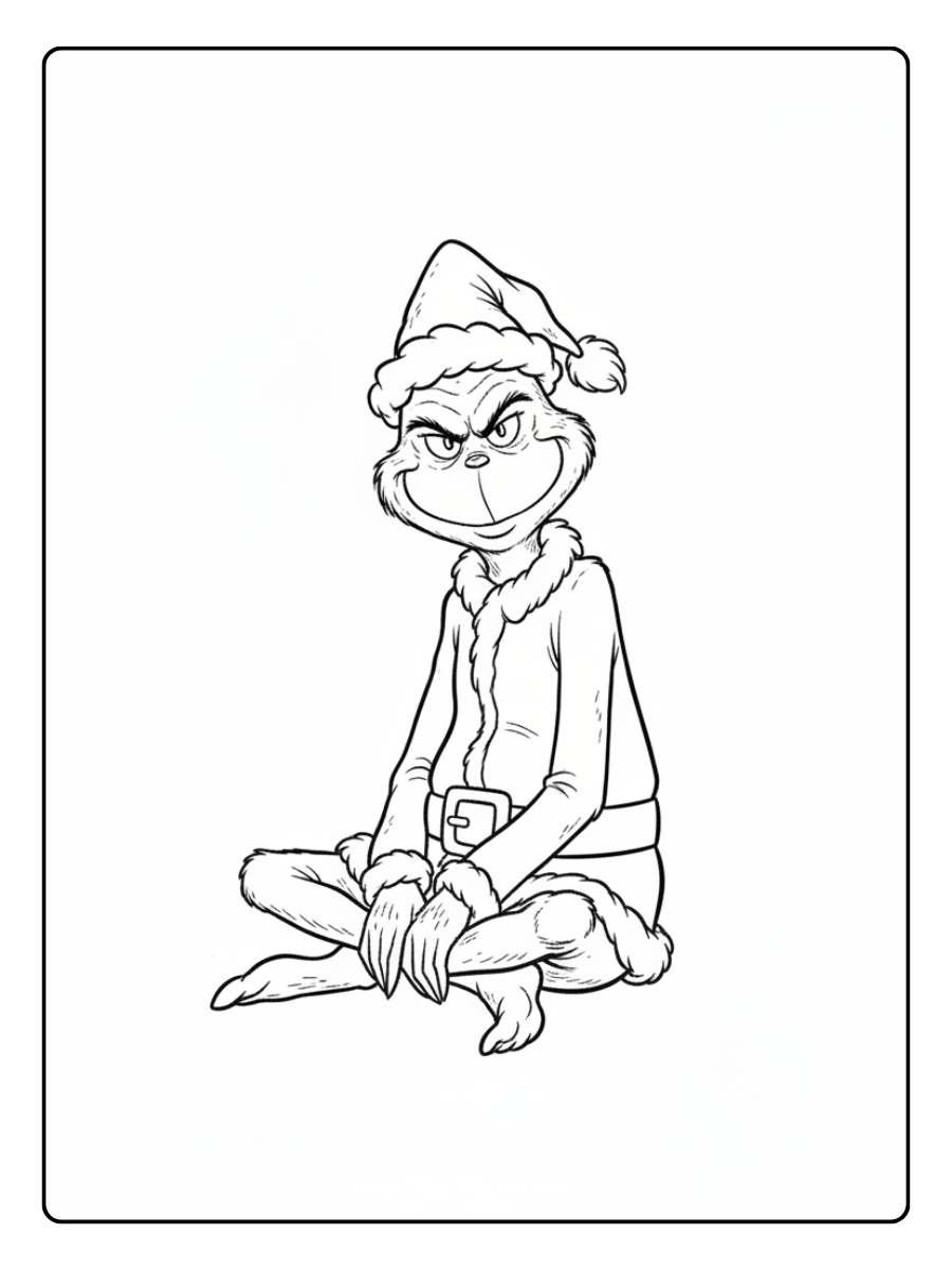 Grinch Coloring Pages – Grinch Sitting