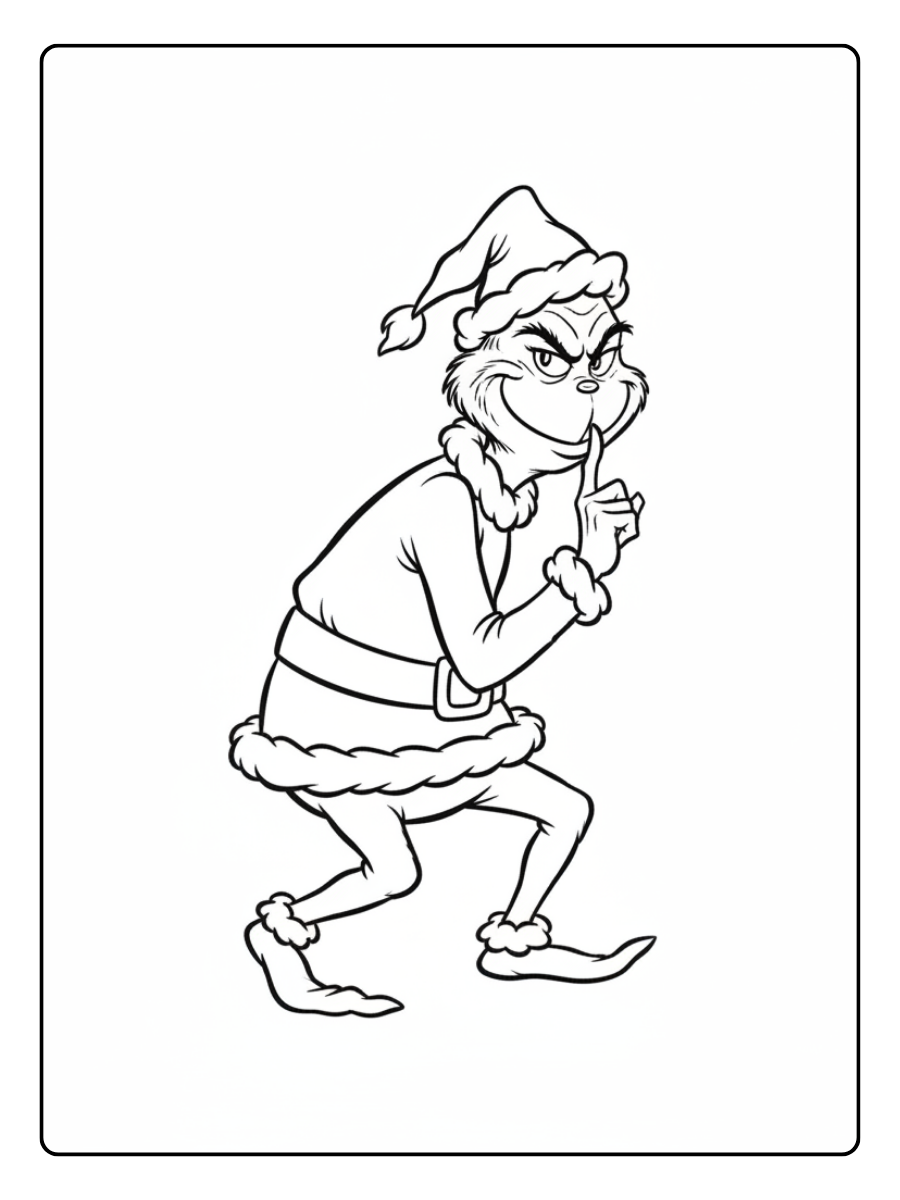 Grinch Coloring Pages – Grinch Sneaky Pose