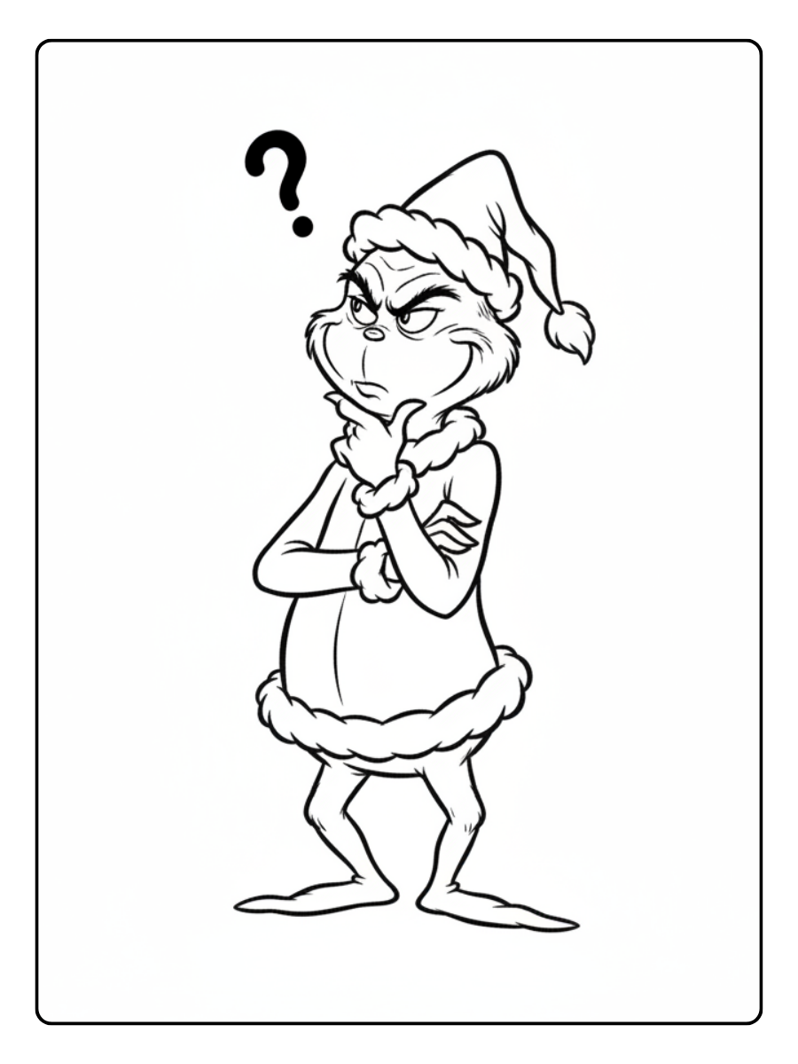 Grinch Coloring Pages – Grinch Thinking Pose