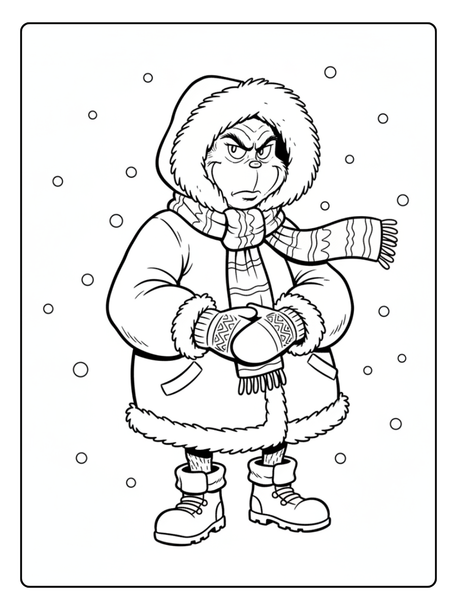 Grinch Coloring Pages – Grinch Winter Clothes