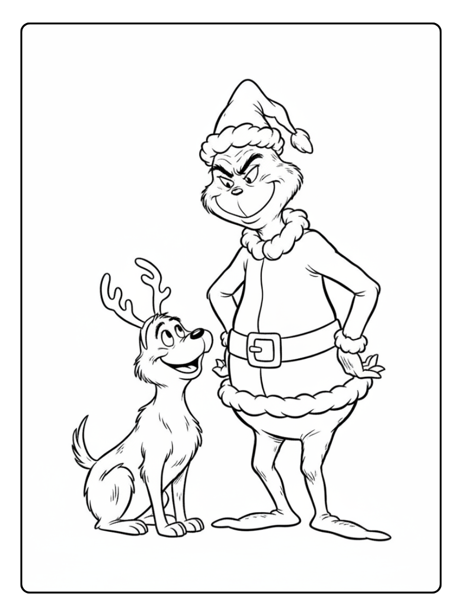Grinch Coloring Pages – Grinch and Max Dog