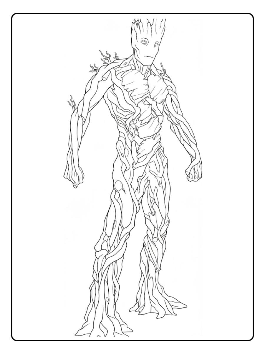 Groot Coloring Pages Simple Outline for Printing