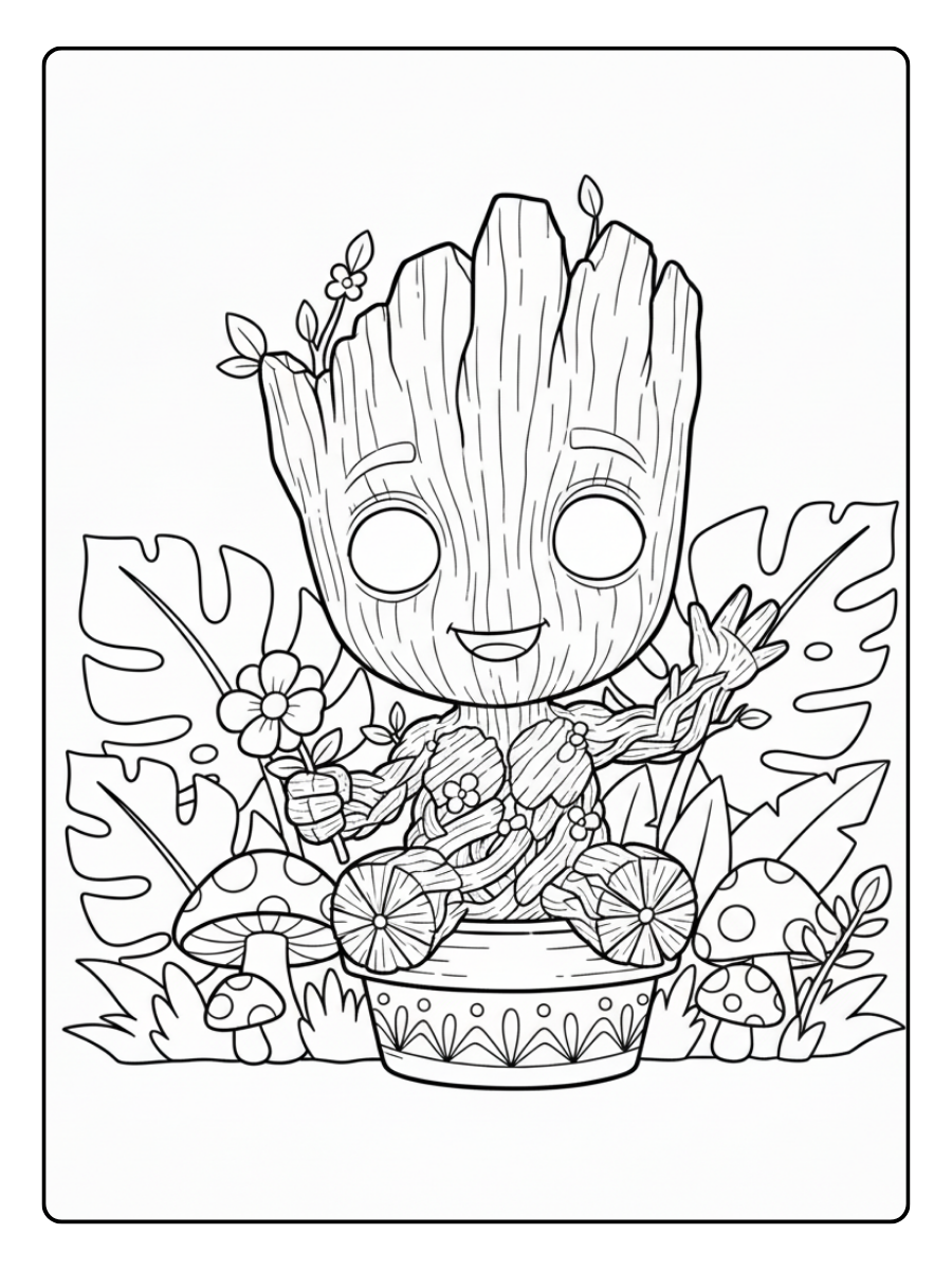 Groot Coloring Pages – Baby Groot Cute