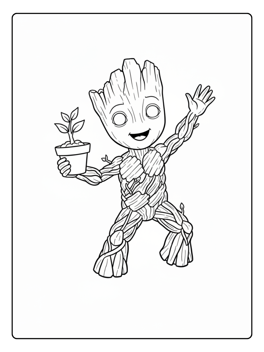 Groot Coloring Pages – Baby Groot Dancing