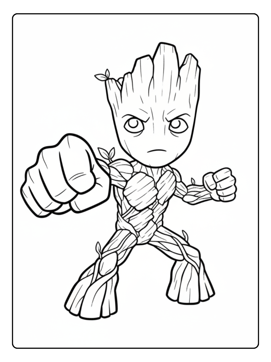 Groot Coloring Pages – Groot Action Pose
