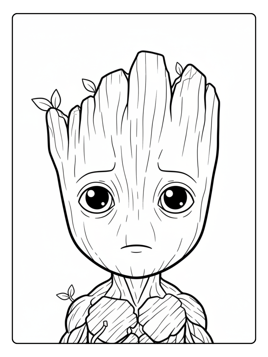 Groot Coloring Pages – Groot Face Close Up
