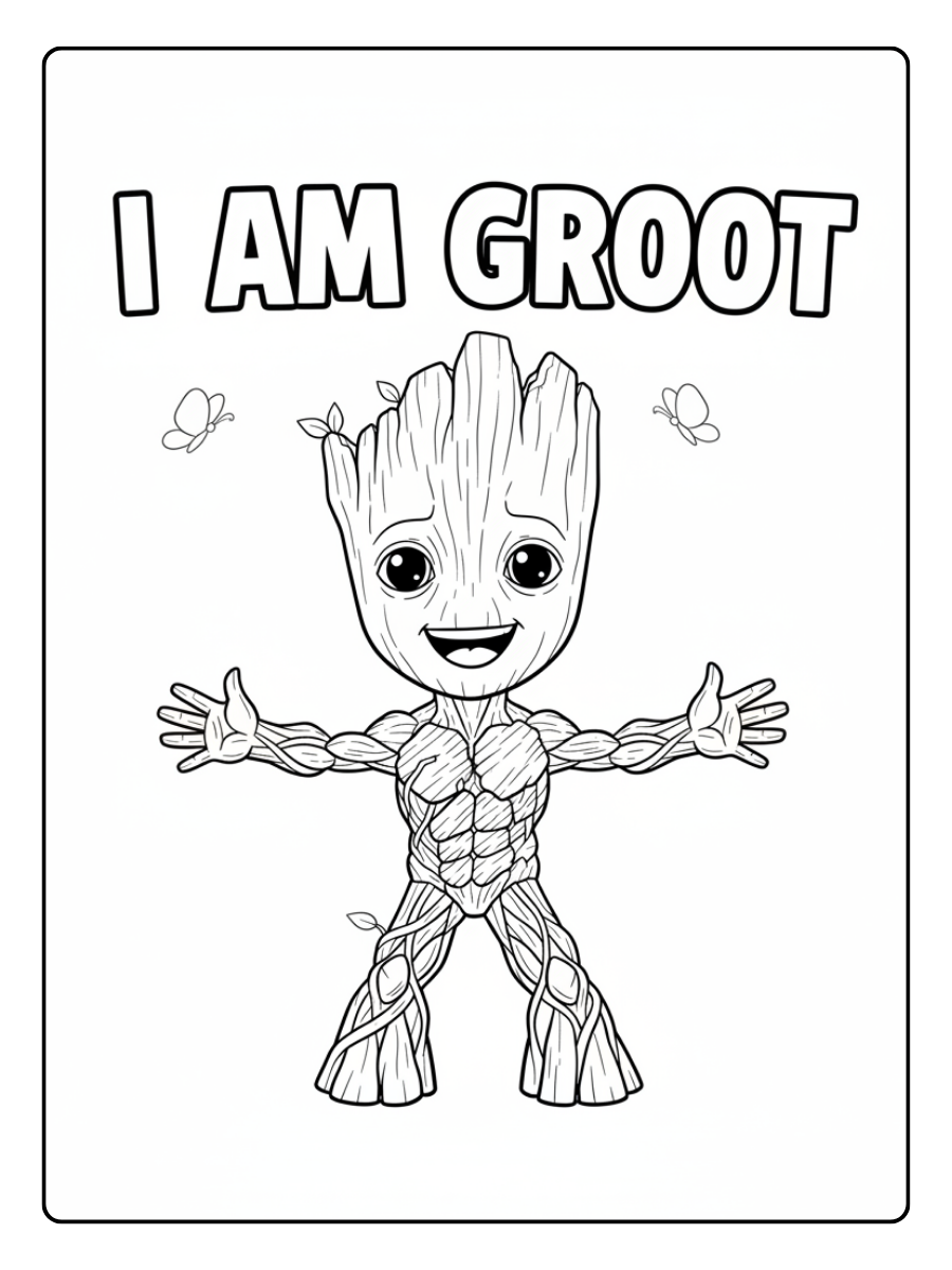 Groot Coloring Pages – Groot “I Am Groot”