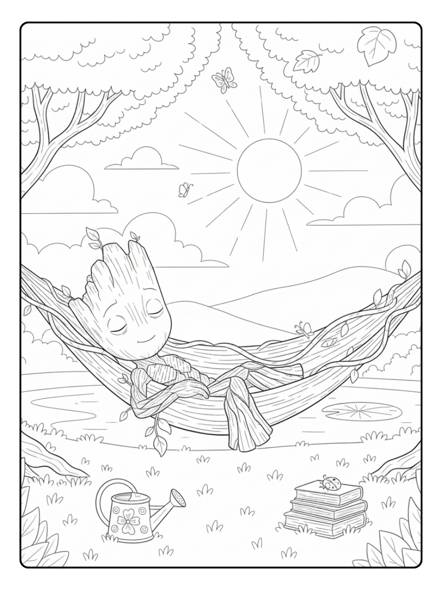 Groot Coloring Pages – Groot Relaxing