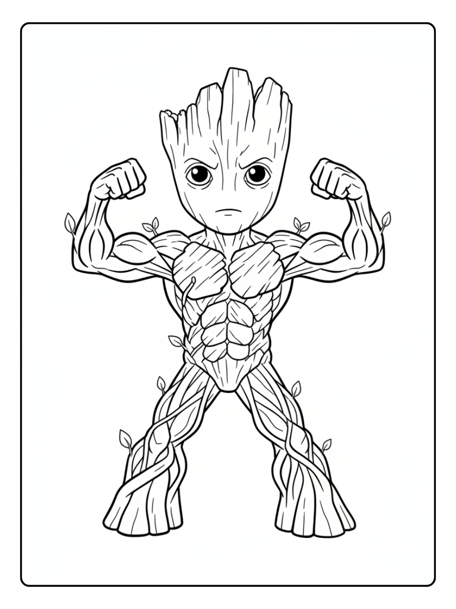 Groot Coloring Pages – Groot Strong Pose