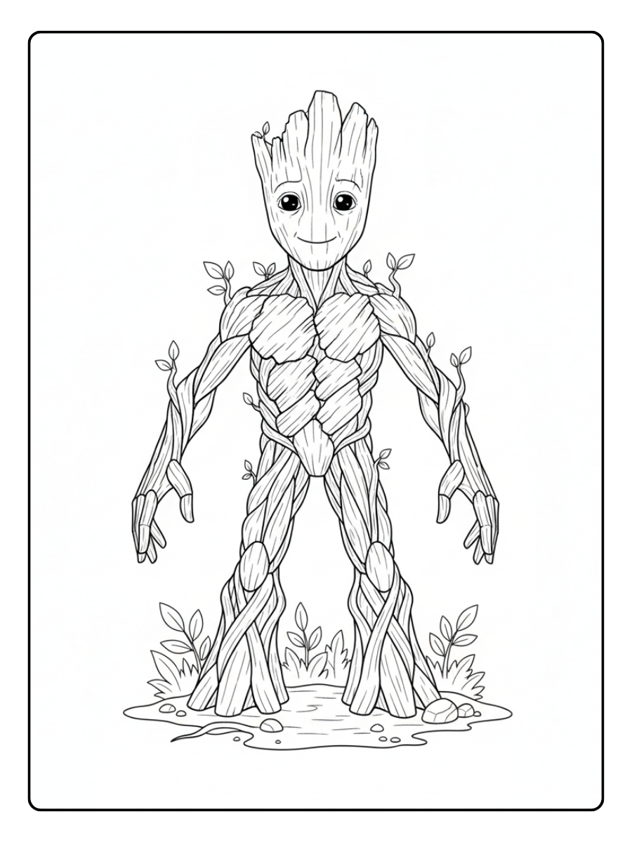 Groot Coloring Pages – Groot Tree Form