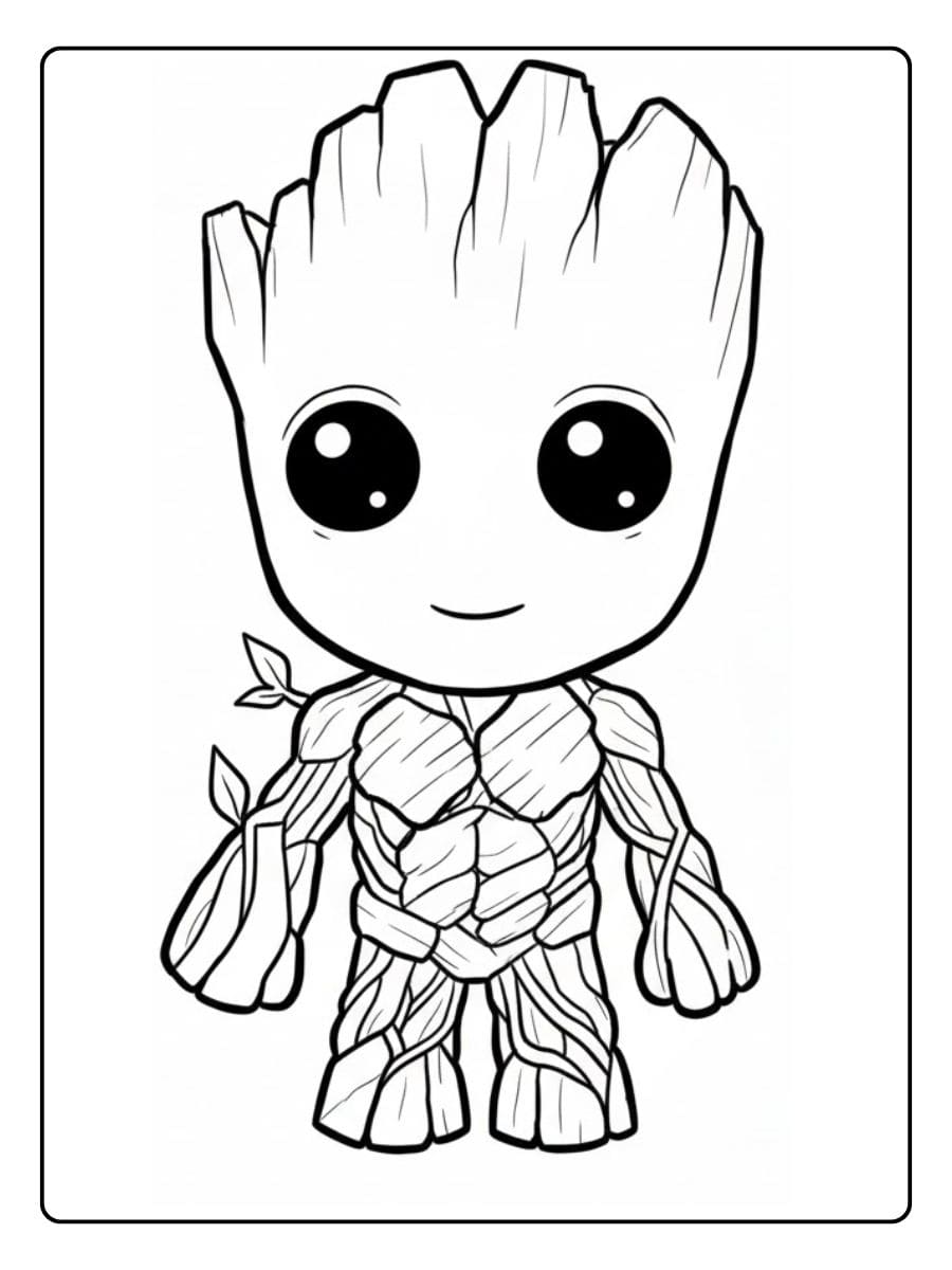 Guardians of the Galaxy Groot Coloring Pages Simple Sketch