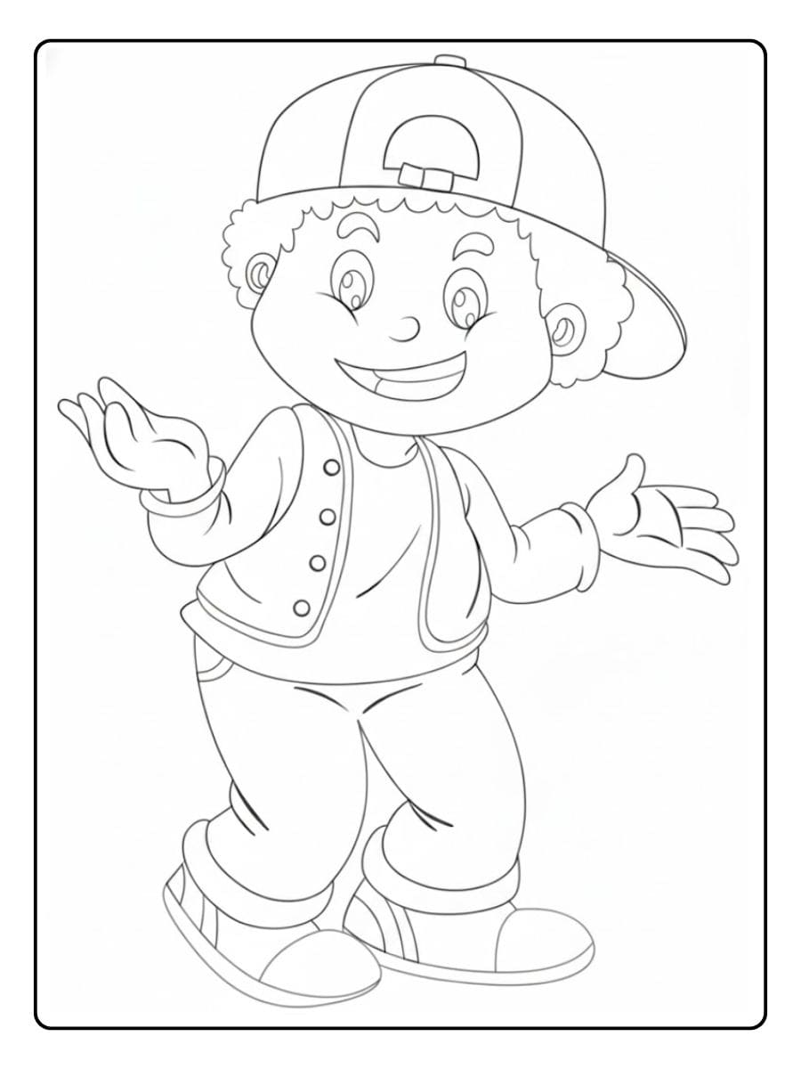 Happy Boy Cartoon Fun Coloring Pages for Kids