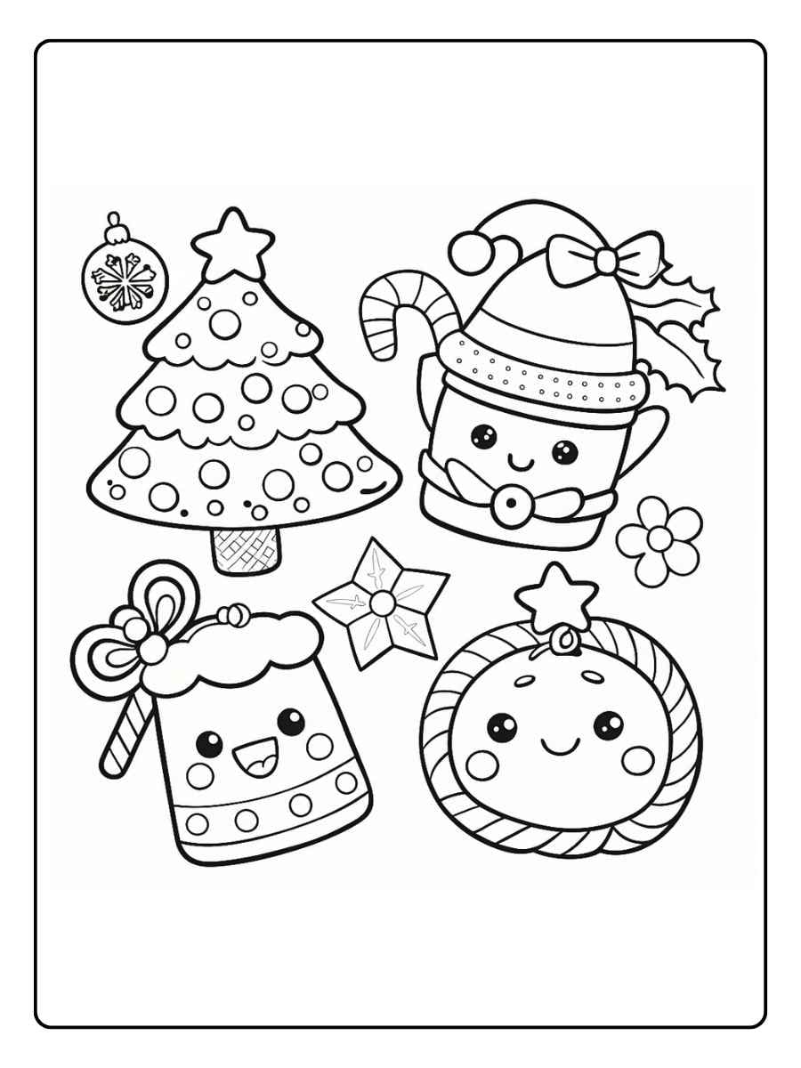 Happy Xmas Reindeer Line Art for Kids cute coloring pages christmas