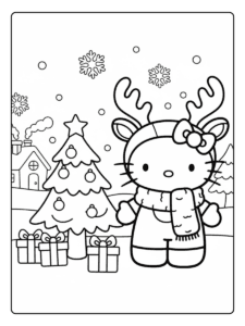 Hello Kitty Christmas Coloring Pages Reindeer Hello Kitty