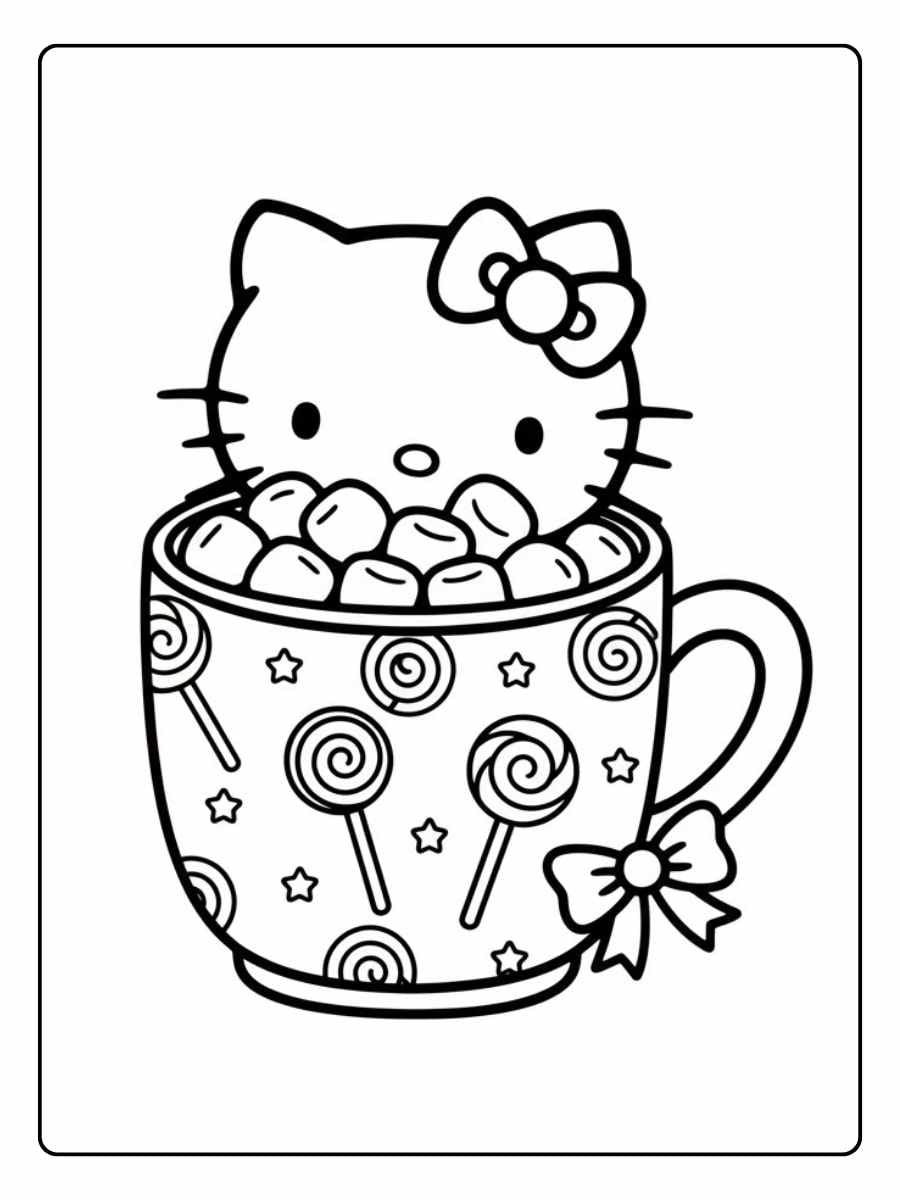 Hello Kitty Marshmallow Coloring Page Adorable Sweet Style