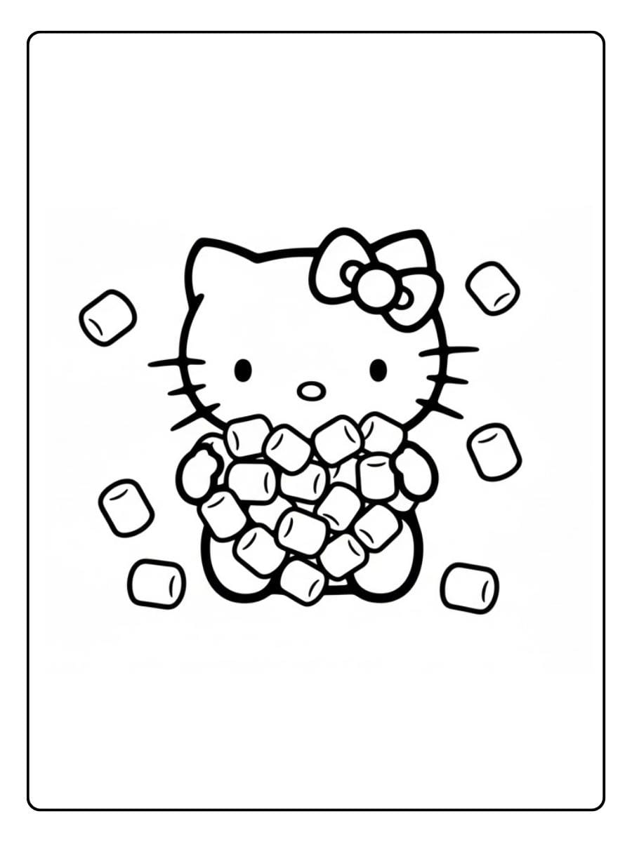 Hello Kitty Marshmallow Coloring Page Free Printable Coloring Sheet