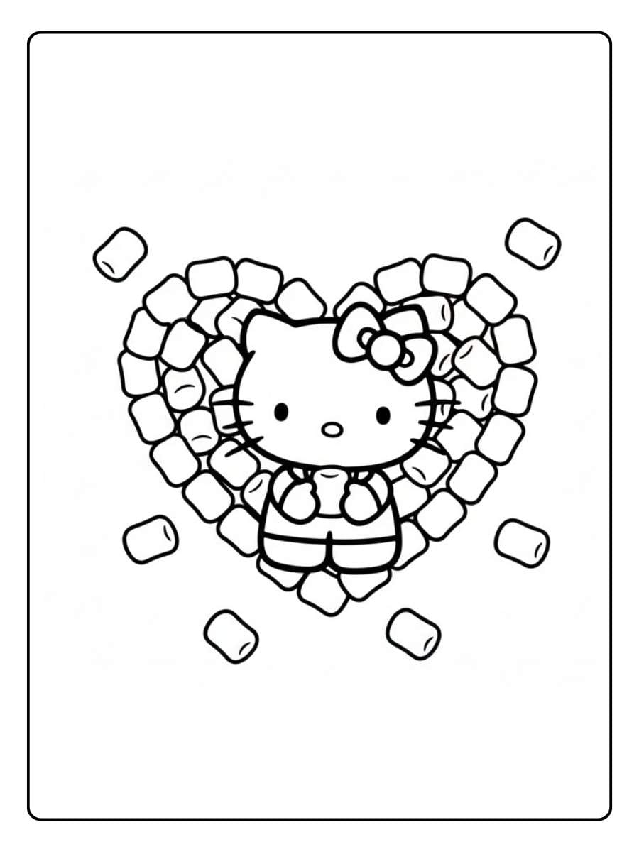 Hello Kitty Marshmallow Coloring Page Marshmallow Heart Design
