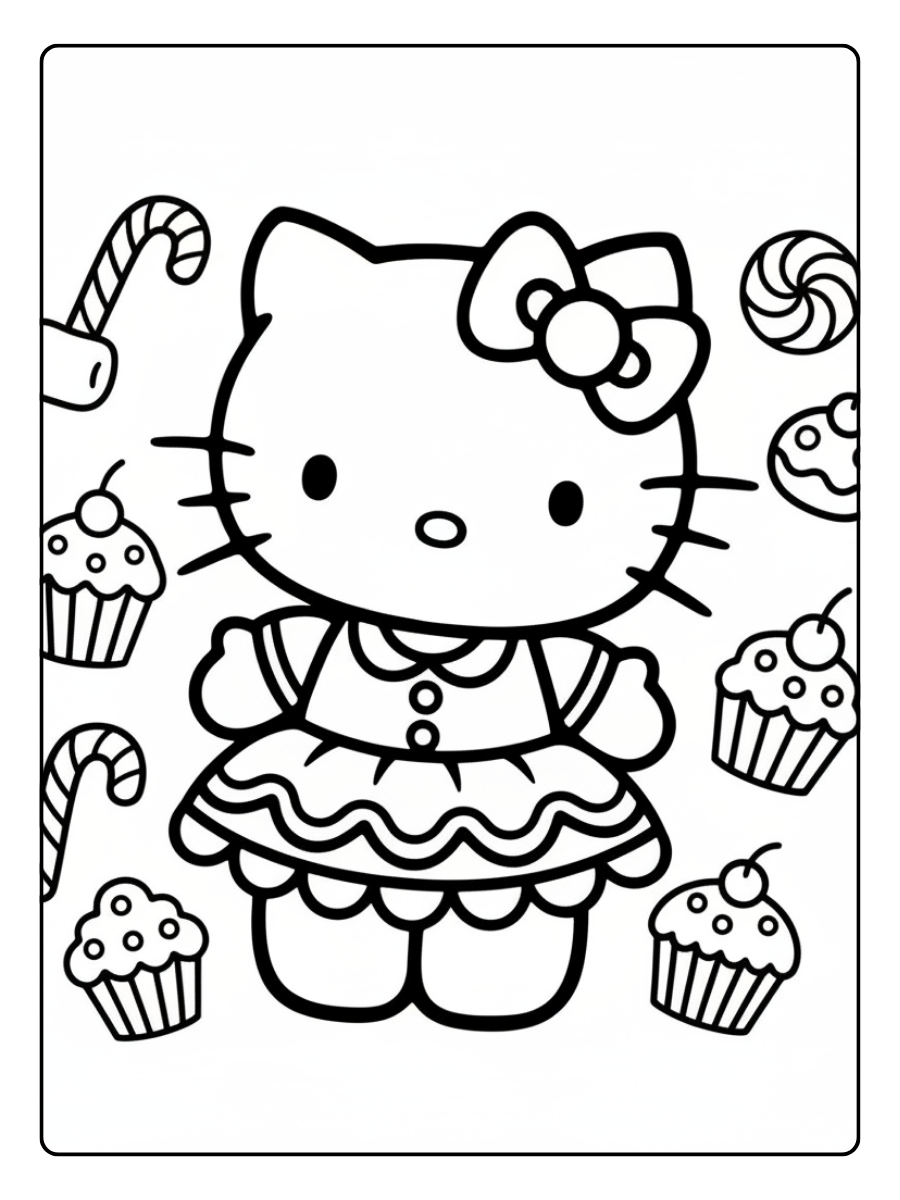Hello Kitty Marshmallow Coloring Pages – Hello Kitty Cute Dress