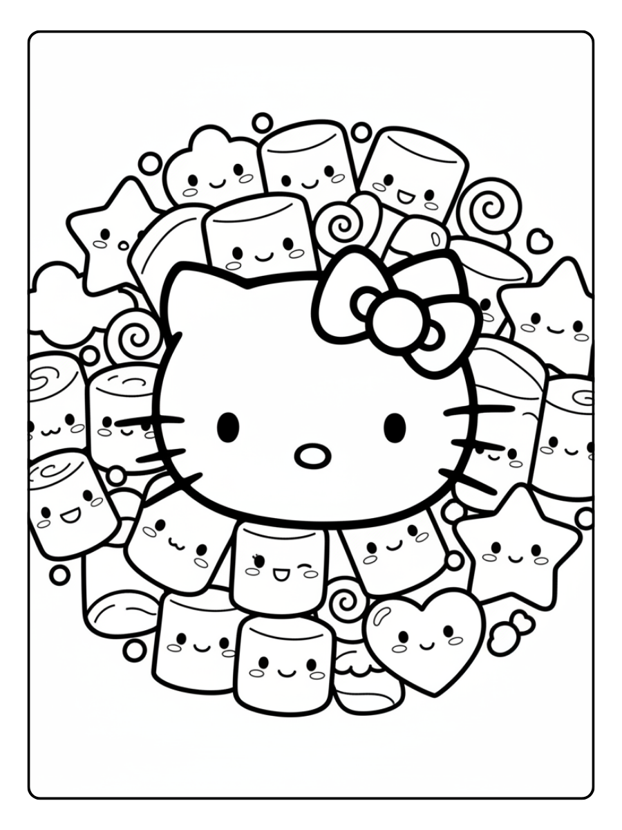 Hello Kitty Marshmallow Coloring Pages – Hello Kitty Smiling Portrait