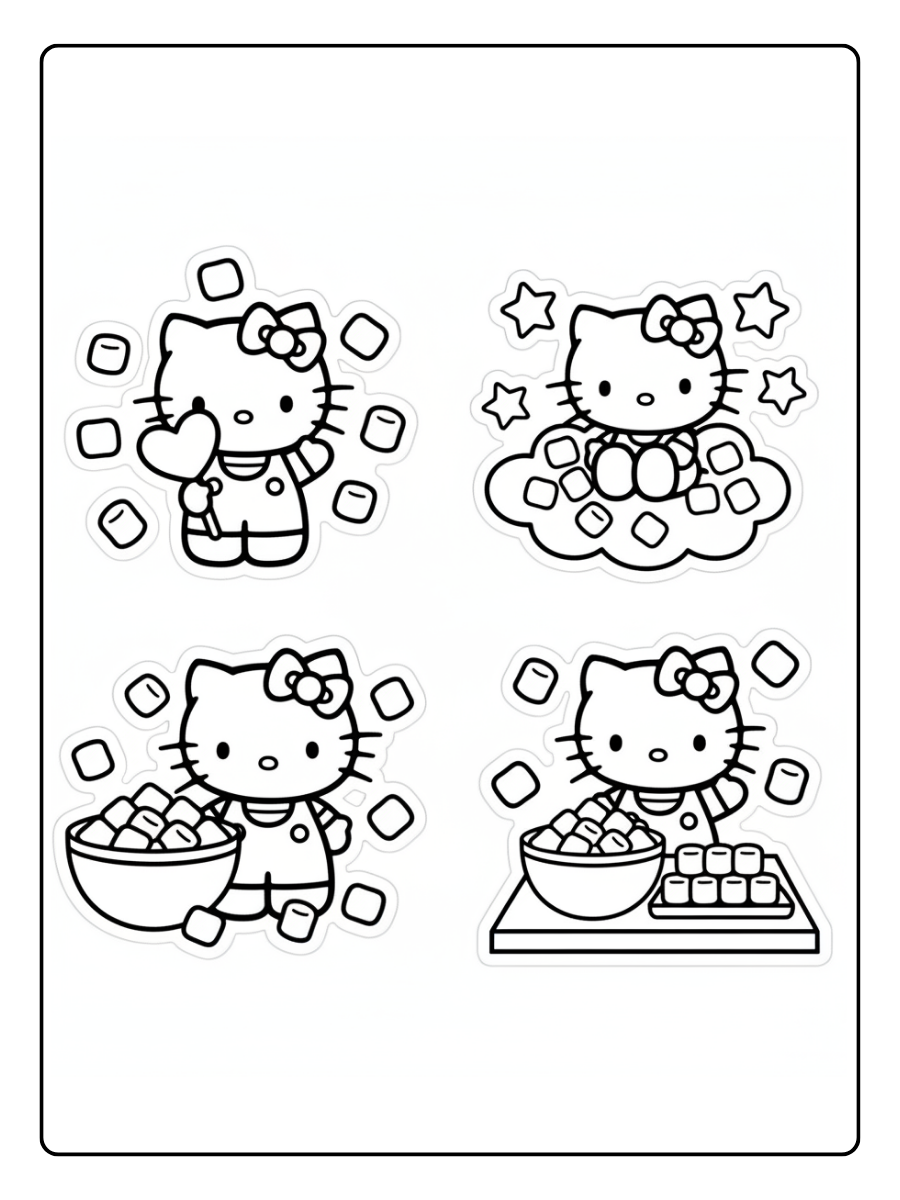 Hello Kitty Marshmallow Coloring Pages – Hello Kitty Sticker Style