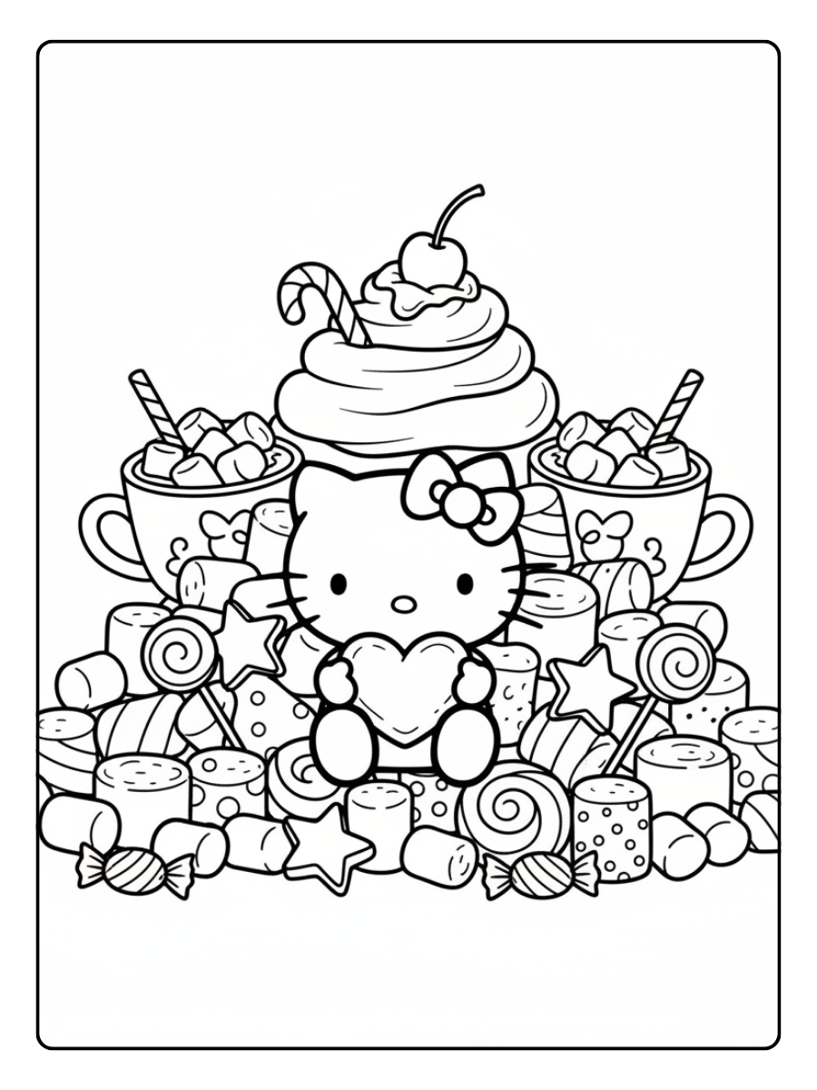 Hello Kitty Marshmallow Coloring Pages – Hello Kitty Sweet Collection