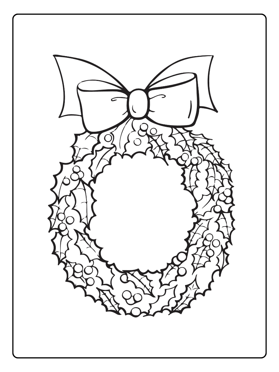 Holiday Wreath Coloring Sheet