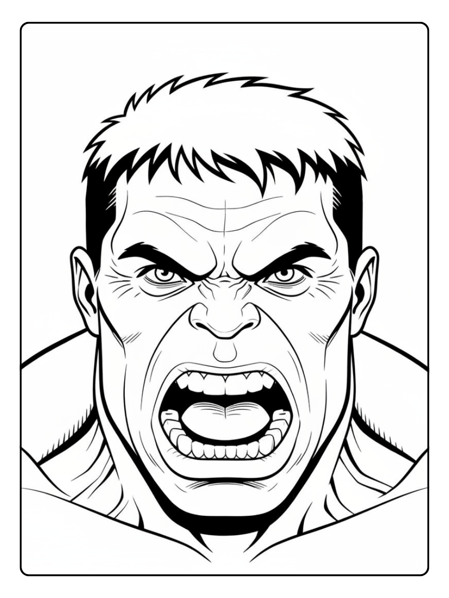 Hulk Coloring Pages – Hulk Angry Face Close Up