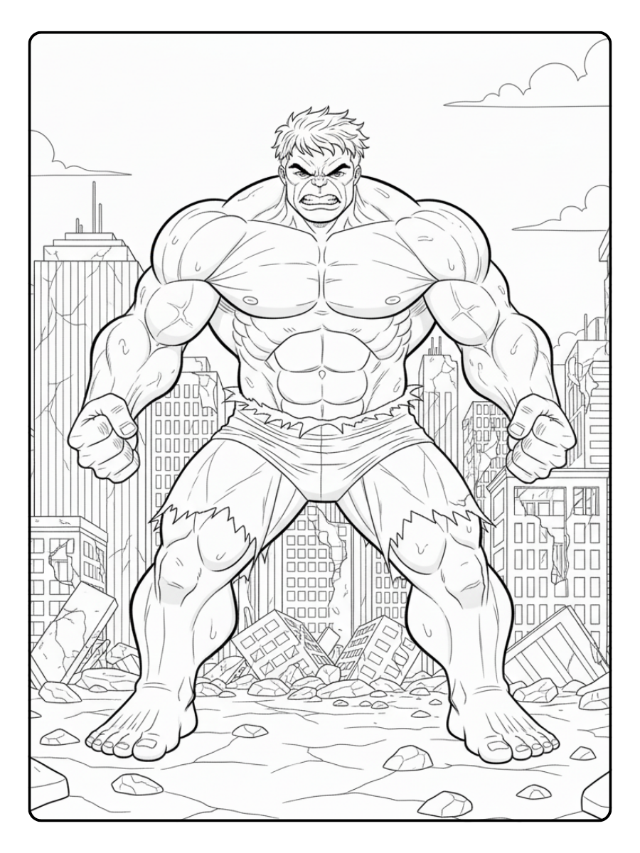 Hulk Coloring Pages – Hulk Standing in the City