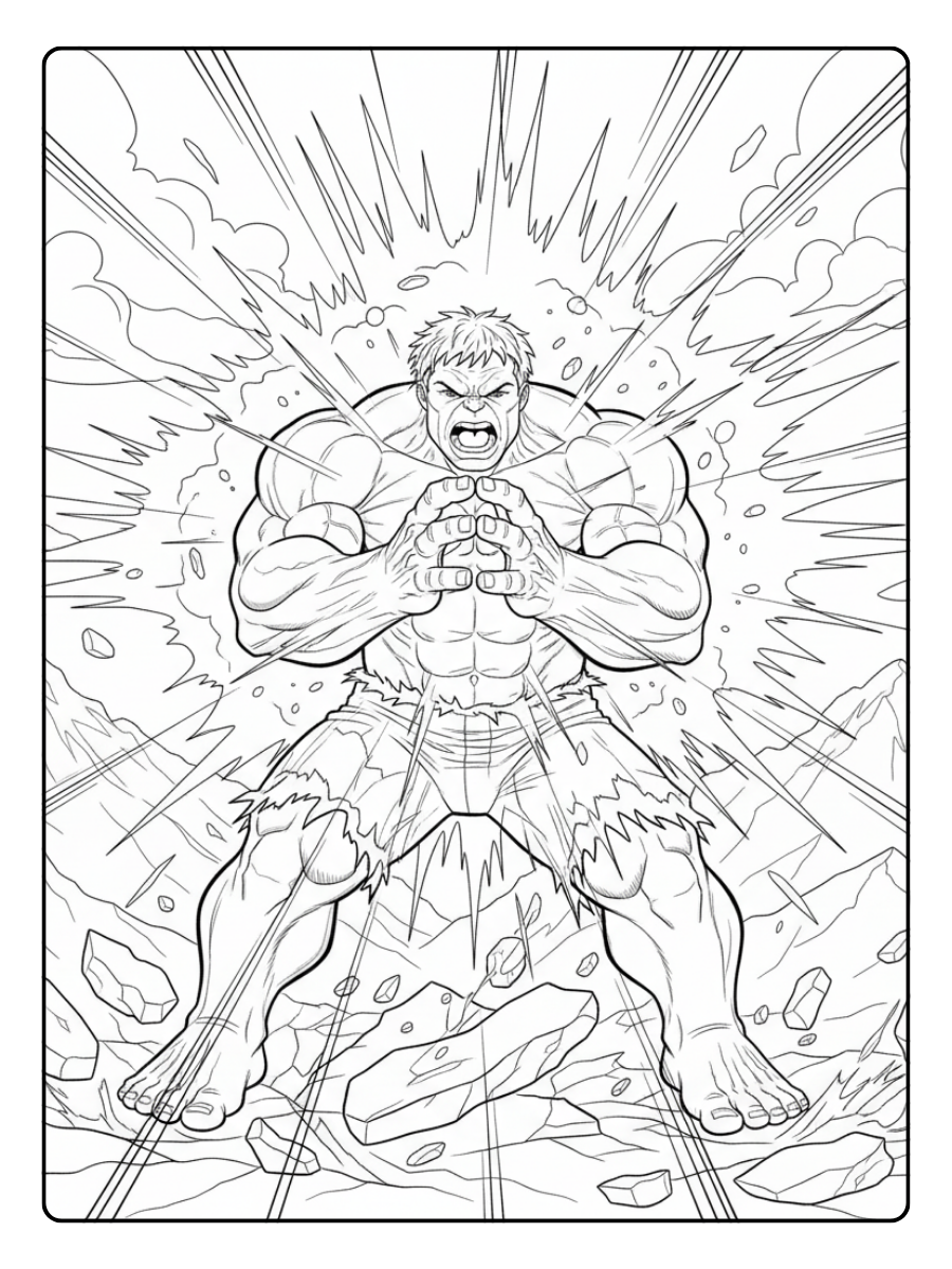 Hulk Coloring Pages – Hulk Thunder Clap Action