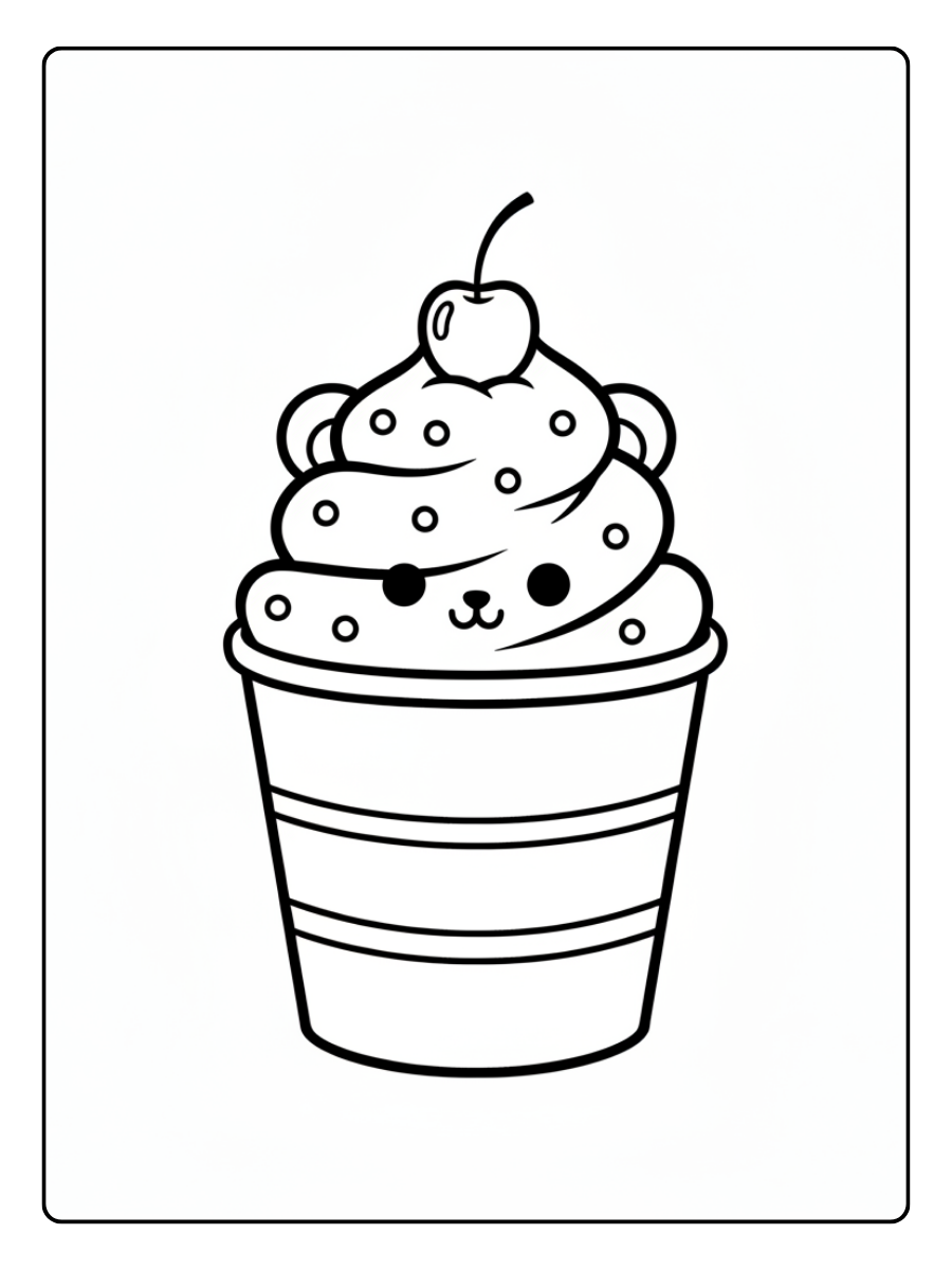 Ice Cream Coloring Pages – Cute Ice Cream Cup