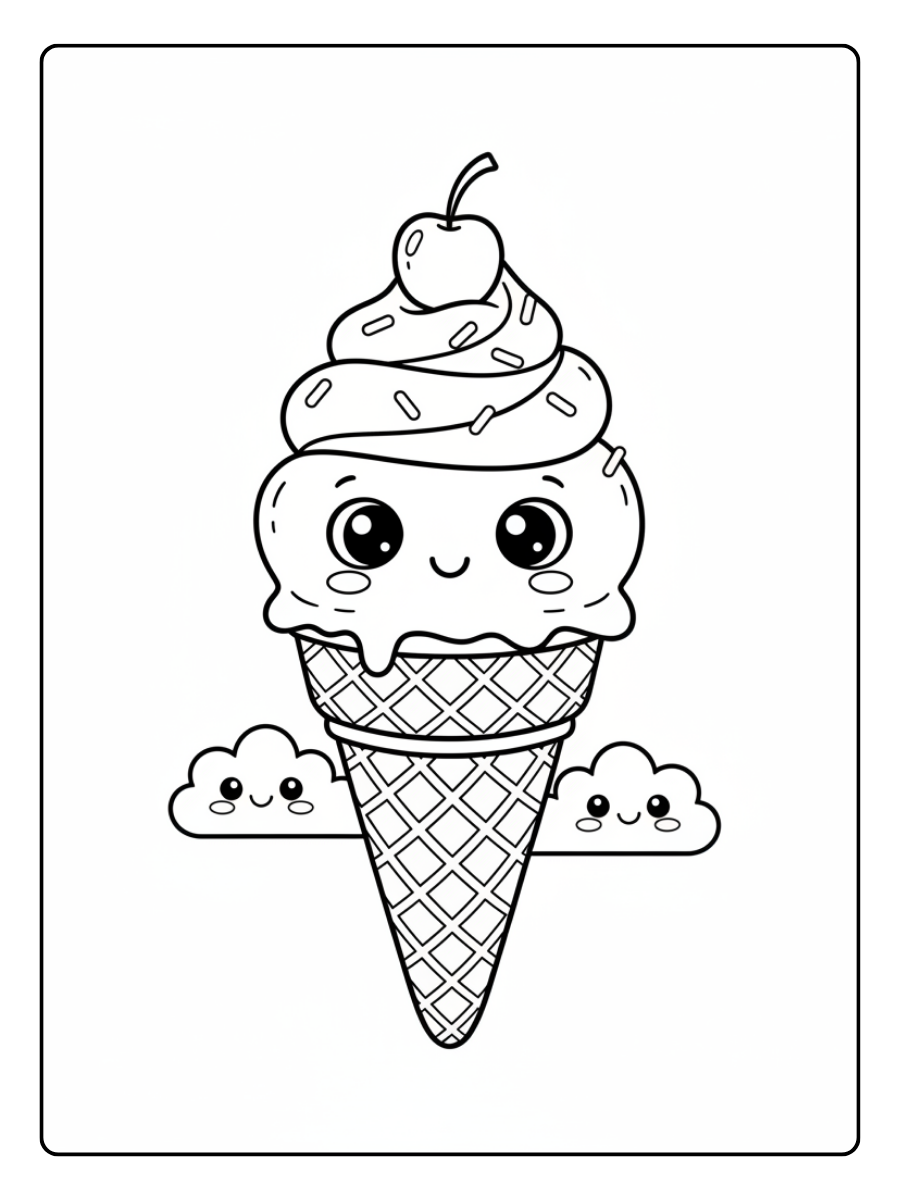 Ice Cream Coloring Pages – Cute Ice Cream