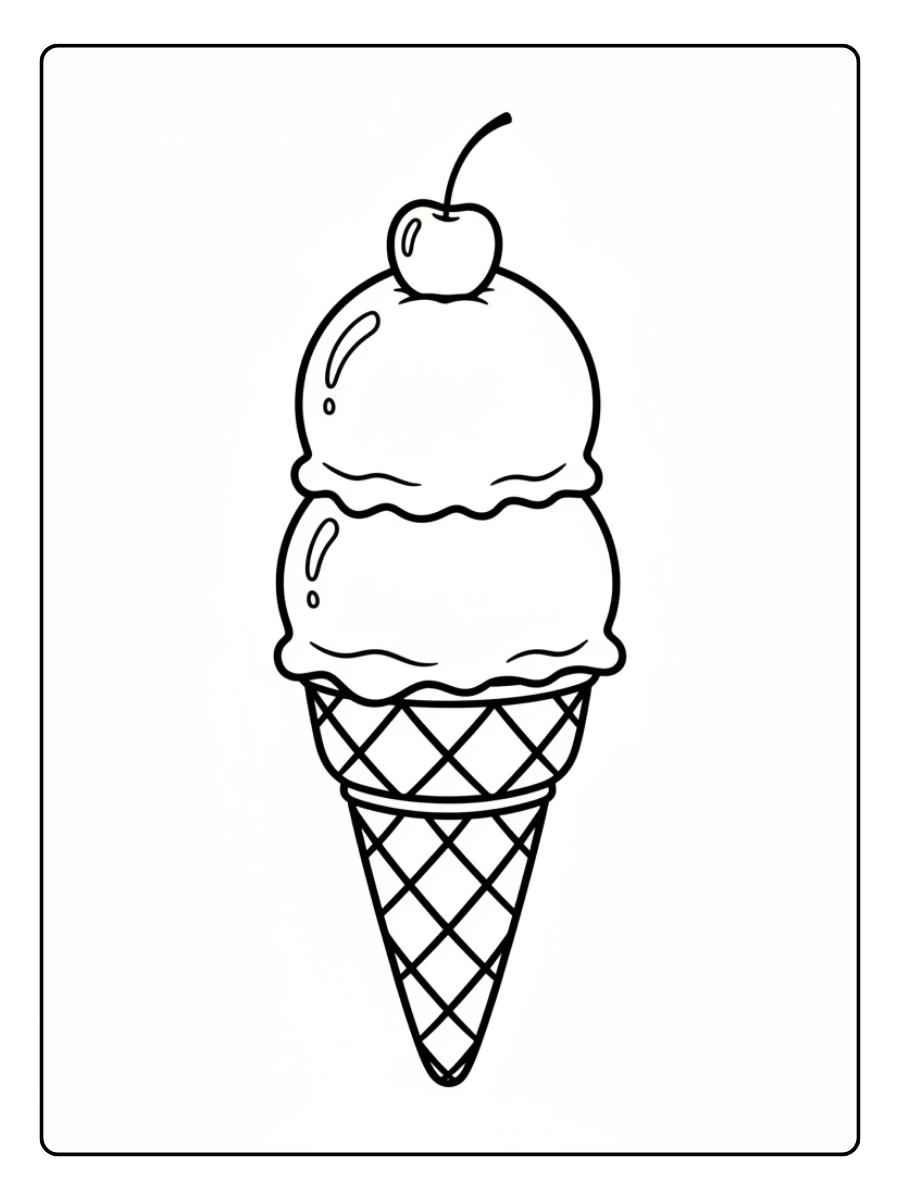 Ice Cream Coloring Pages – Double Scoop Cone