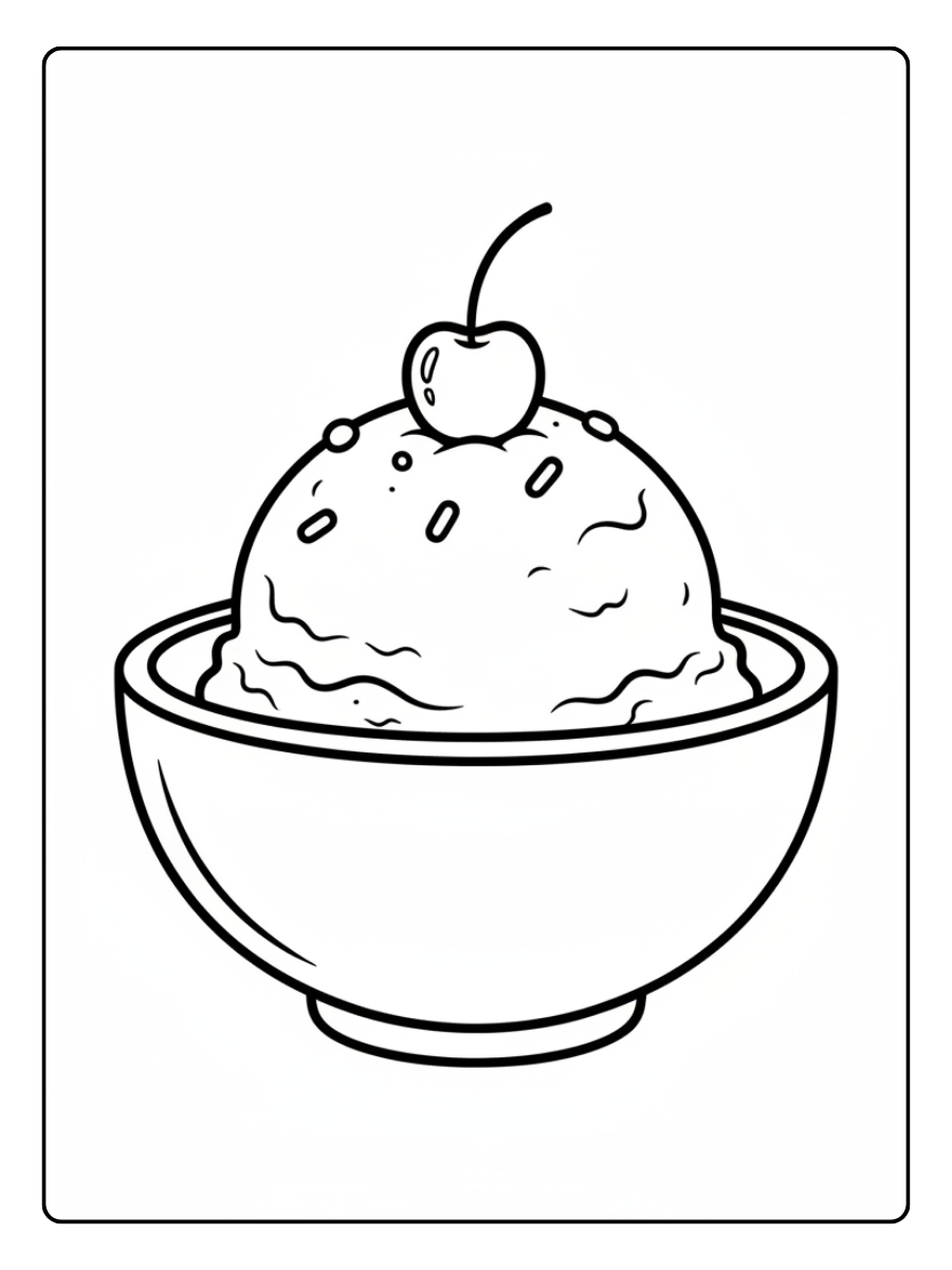 Ice Cream Coloring Pages – Ice Cream Bowl