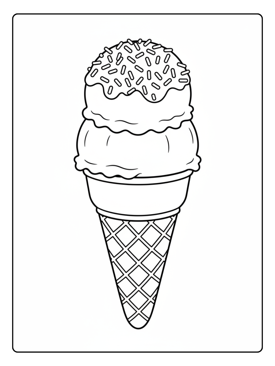 Ice Cream Coloring Pages – Ice Cream with Sprinkles