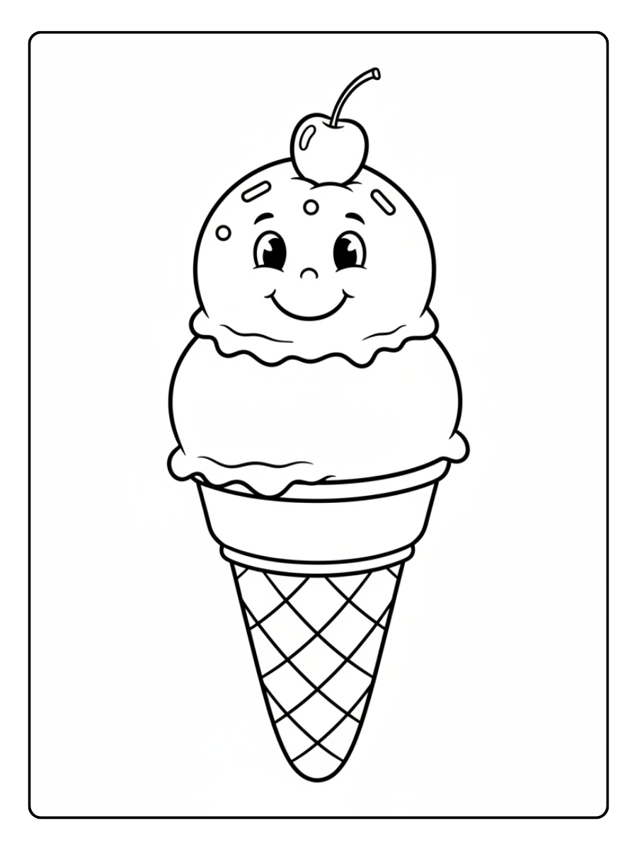 Ice Cream Coloring Pages – Smiling Ice Cream