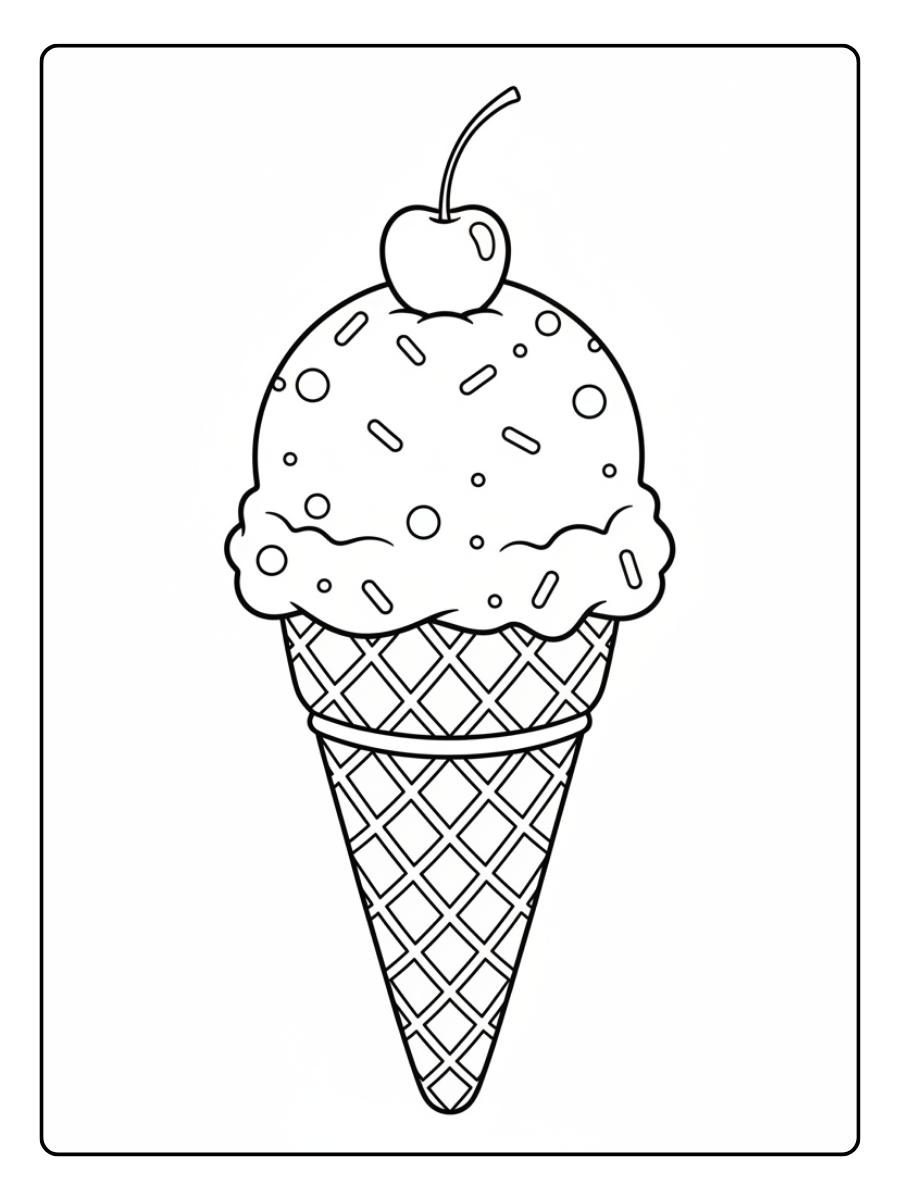 Ice Cream Coloring Pages – Strawberry Ice Cream