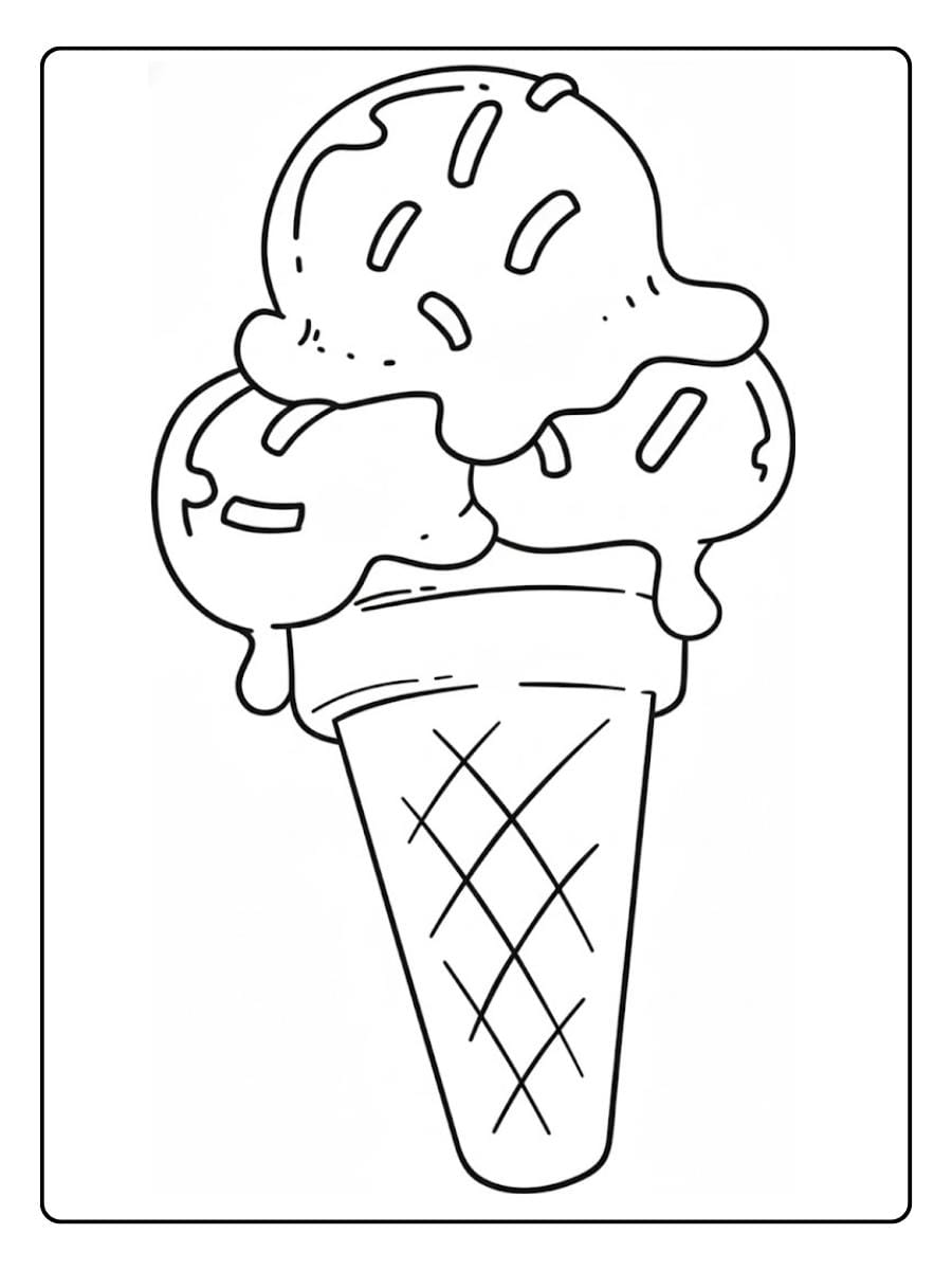 Ice cream coloring pages double scoop ice cream cone