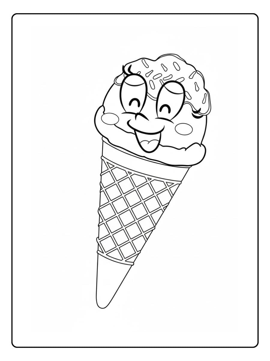 Ice cream coloring pages kawaii ice cream cone