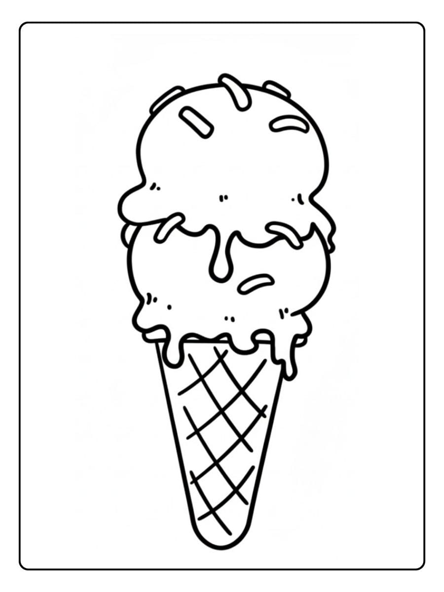 Ice cream coloring pages melting ice cream cone