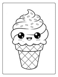 Ice cream coloring pages smiling ice cream cone