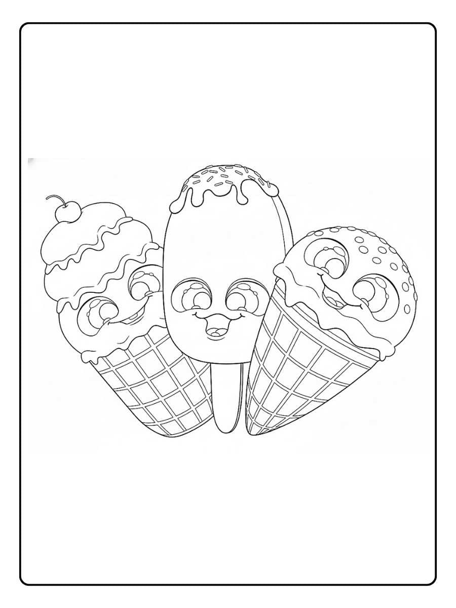 Ice cream coloring pages triple ice cream scoops
