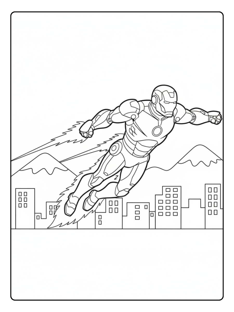 Iron Man Coloring Pages – Iron Man Jet Flames