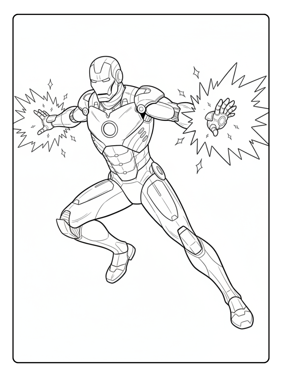 Iron Man Coloring Pages – Iron Man Repulsor Blast