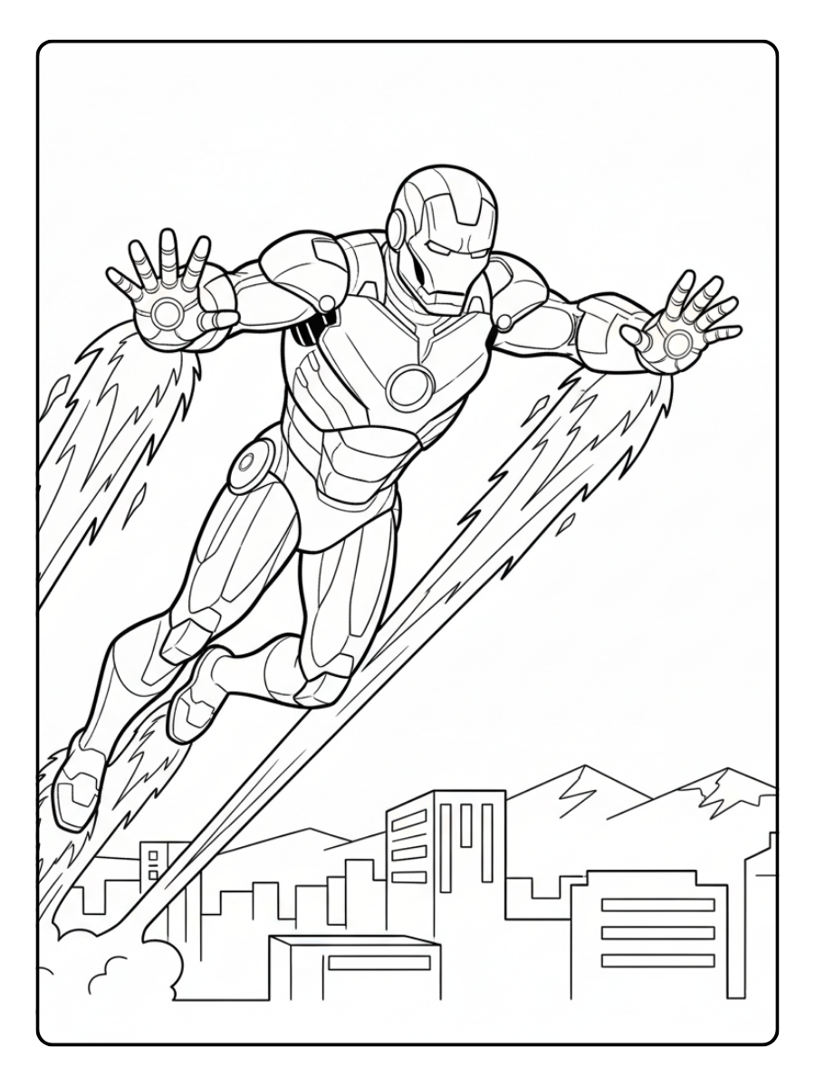 Iron Man Coloring Pages – Iron Man Rocket Boost